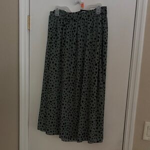 SHEIN Olive Green Maxi Skirt with Black Spot Print